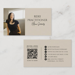 Carte De Visite Maître Praticien Reiki Photo Code QR Neutre