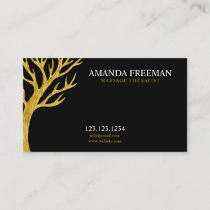 Carte De Visite Majestic Golden Tree Massage Therapist