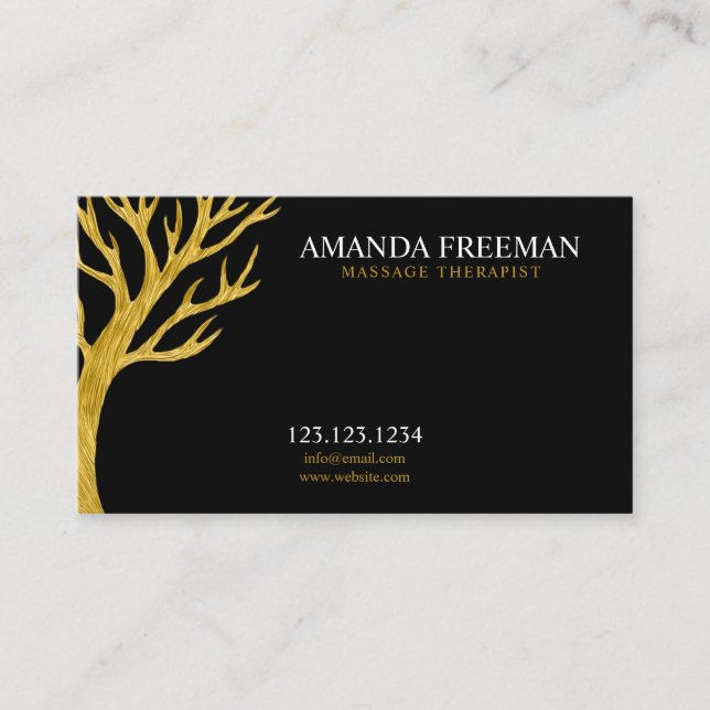 Carte De Visite Majestic Golden Tree Massage Therapist (Devant)