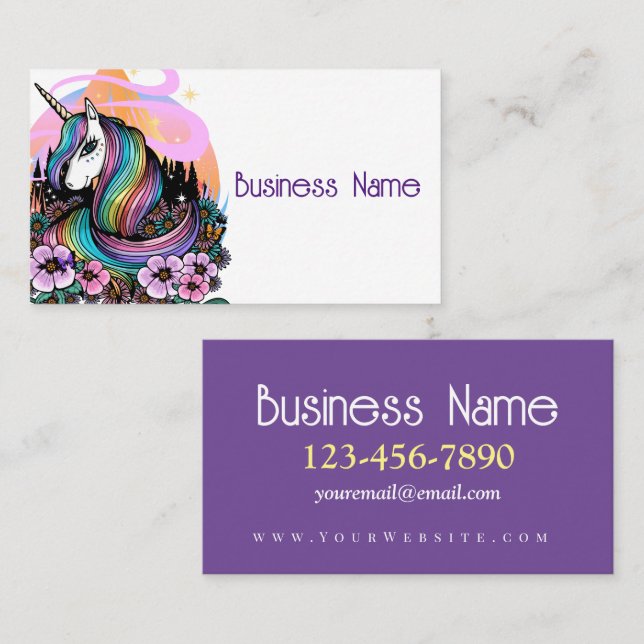 Carte De Visite Majestic Unicorn (Devant / Derrière)