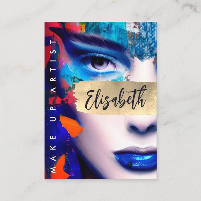 Carte De Visite Make Up Artist Ajouter QR Code & Social Media Colo (Devant)