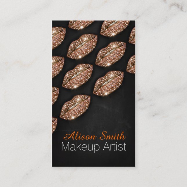 Carte De Visite Makeup Artist/Copper Diamonds Sparkle Lips (Devant)