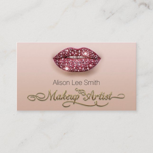 Carte De Visite Makeup Artist/Diamonds Sparkle Lips (Devant)