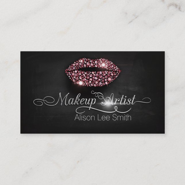 Carte De Visite Makeup Artist/Diamonds Sparkle Lips (Devant)