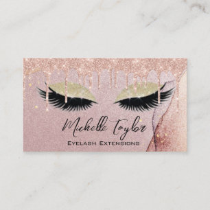 Carte De Visite Makeup Artist Eyelash Lashes Glitter Drips Rose 