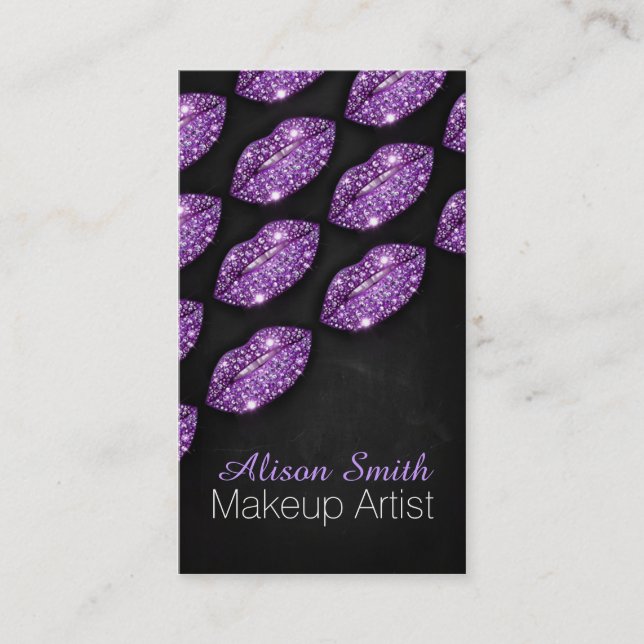 Carte De Visite Makeup Artist/Violet Diamonds Sparkle Lips (Devant)