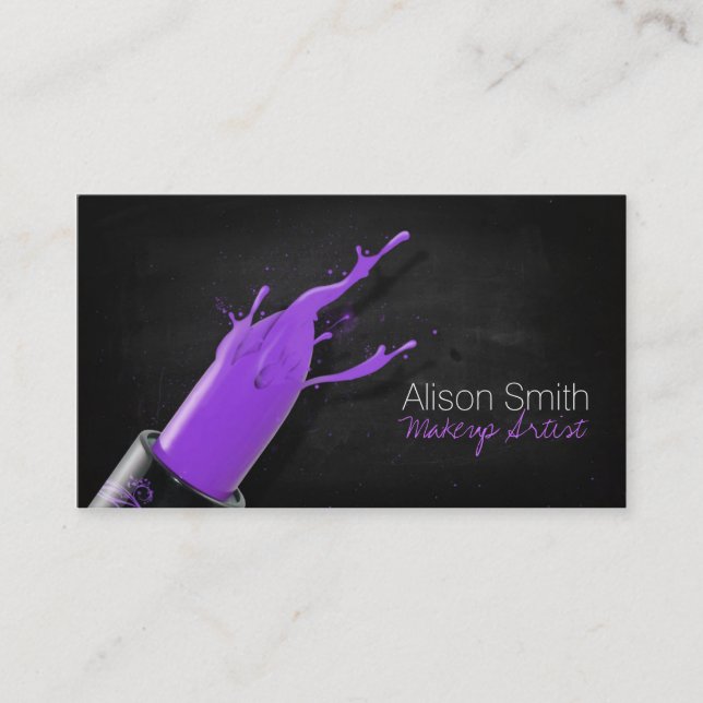 Carte De Visite Makeup Artist/Violet Lipstick (Devant)