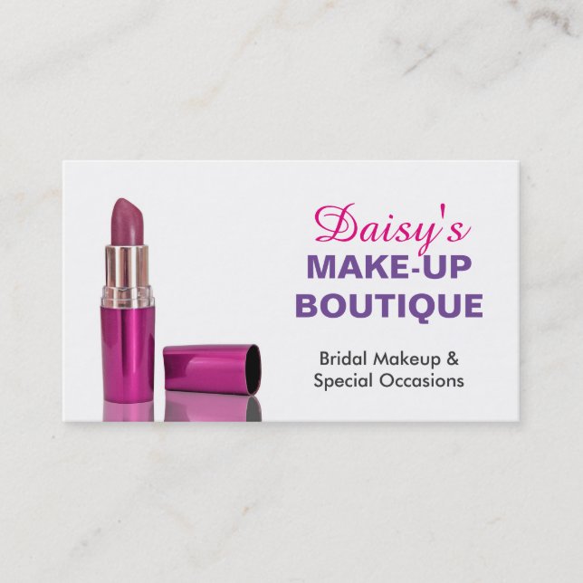 Carte De Visite Makeup Boutique Salon Stylisé Pink Purple Lipstick (Devant)