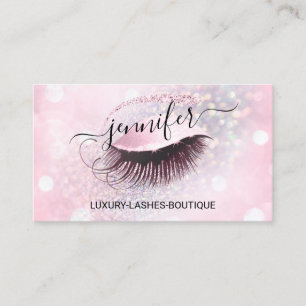 Carte De Visite Makeup Eyelash Code QR Parties scintillant rose Di