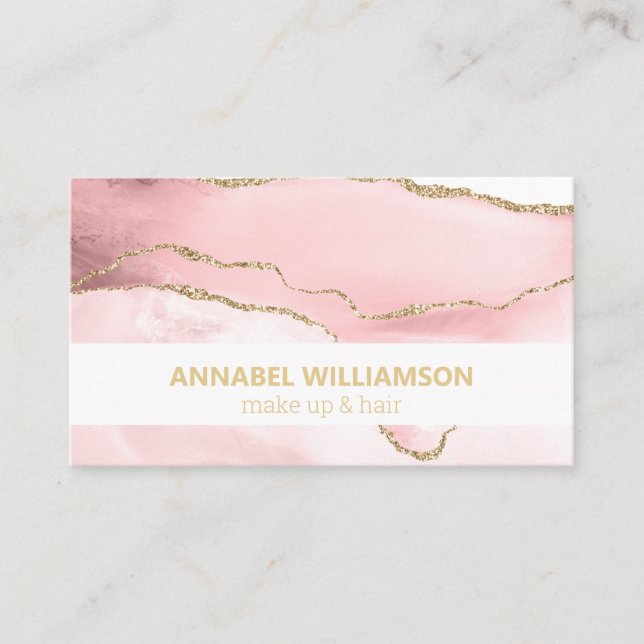 Carte de visite Makeup Marbre Rose et Paillettes d (Devant)
