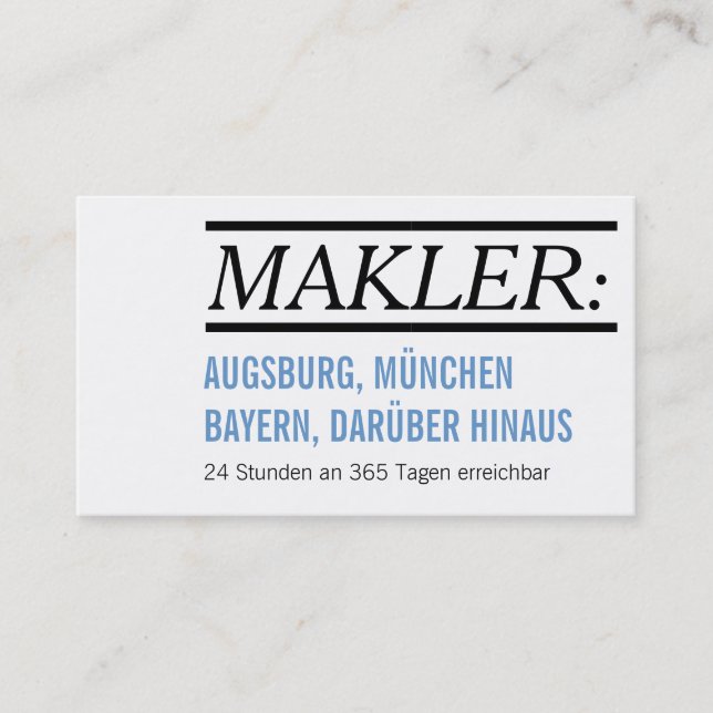 Carte De Visite Makler Visitenkarten (Devant)