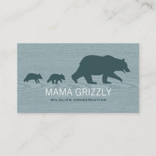 Carte De Visite Mama Grizzly Bear avec des oursons Silhouettes Fau