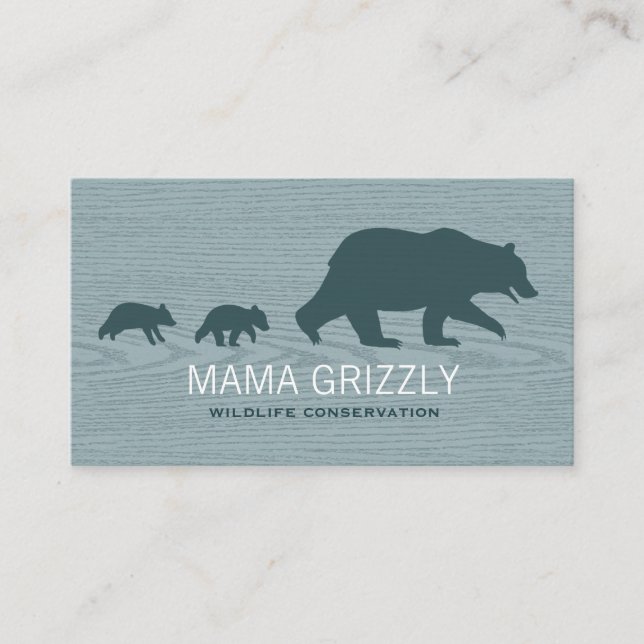 Carte De Visite Mama Grizzly Bear avec des oursons Silhouettes Fau (Devant)