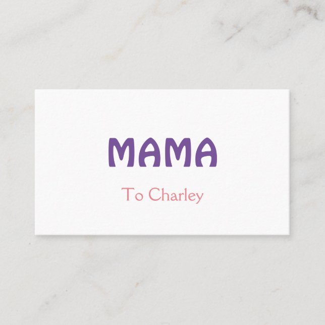 Carte De Visite Mama mères heureuses rétro violet ajouter nom text (Devant)