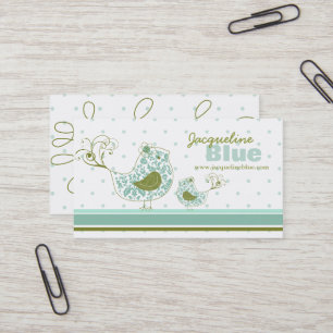 Carte De Visite Maman Bleue Fantaisiste et Tourbillons de Damas Oi