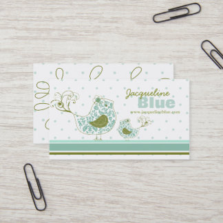 Carte De Visite Maman Bleue Fantaisiste et Tourbillons de Damas Oi