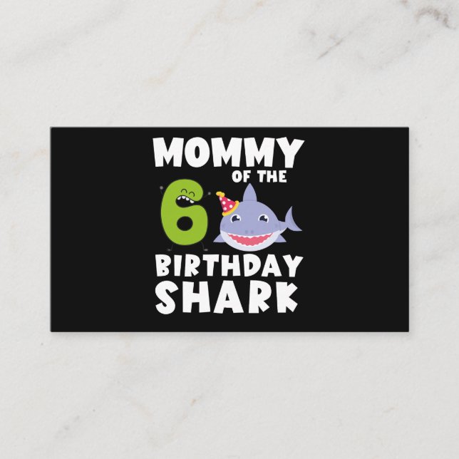 Carte De Visite Maman Du Requin D'Anniversaire 6 ans Anniversaire (Devant)