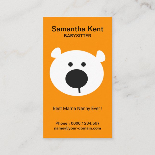 Carte De Visite Maman mignonne Nanny Bear Babysitter Service (Devant)