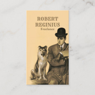 Carte De Visite Man Chien Vintage