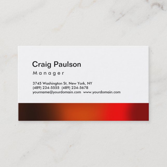 Carte de visite Manager Marron Rouge Orange Tendan (Devant)
