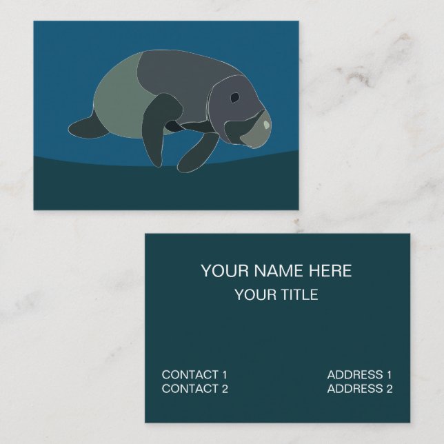 Carte De Visite Manatee Marine Faune  (Devant / Derrière)