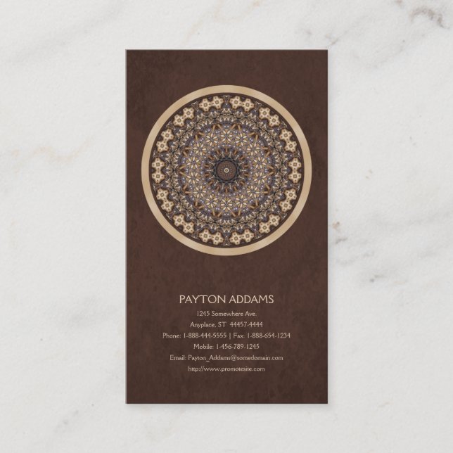 Carte De Visite Mandala abstrait de couleurs de café (Devant)