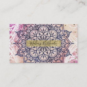 Carte De Visite Mandala aéré joyeux rose violet jaune bleu et or
