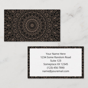 Carte De Visite Mandala beige abricot à la symétrie élégante