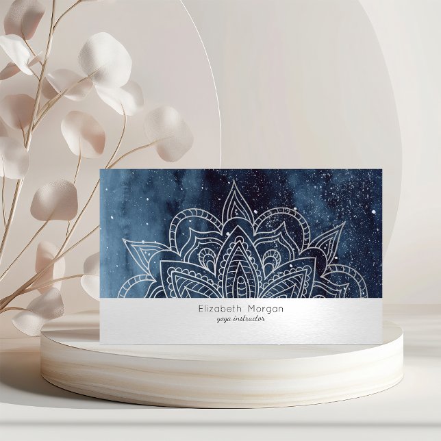 Carte De Visite Mandala Bleu Nuit Élégant Professionnel (Créateur téléchargé)