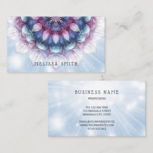 Carte De Visite Mandala bleu violet brillant