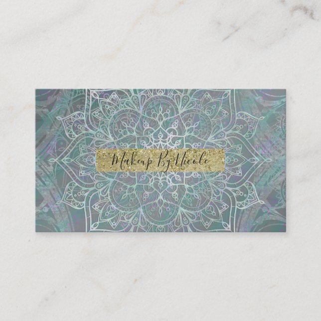 Carte De Visite Mandala Bohème Chic à Reflets Iridescents (Devant)