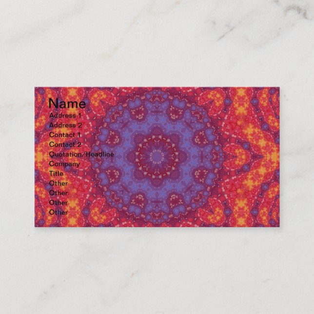 Carte De Visite Mandala d'aquarelle de coucher du soleil de batik (Devant)