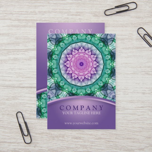 Carte De Visite Mandala de nénuphar (Devant/Arrière en situation)