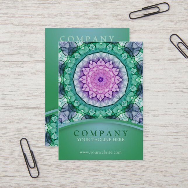 Carte De Visite Mandala de nénuphar (Devant/Arrière en situation)