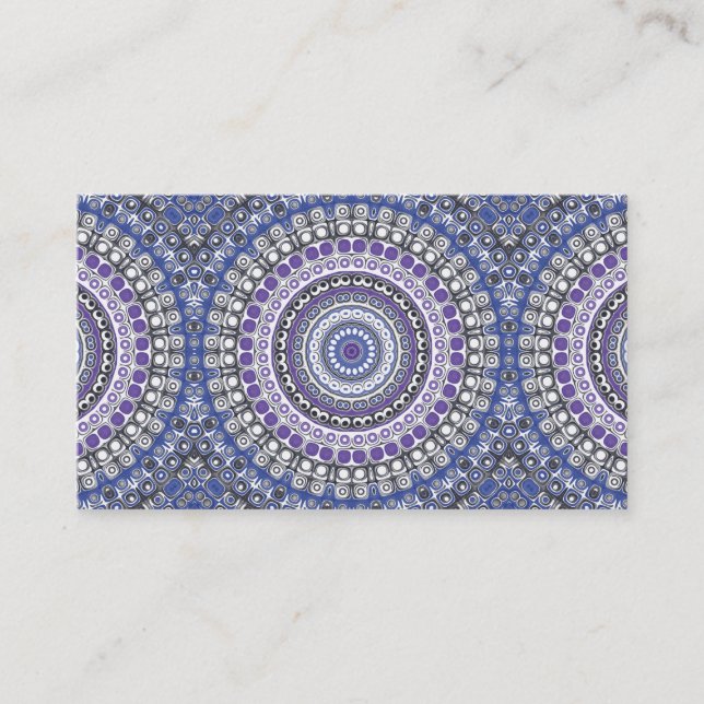 Carte De Visite Mandala de style tribal en violet et bleu (Devant)