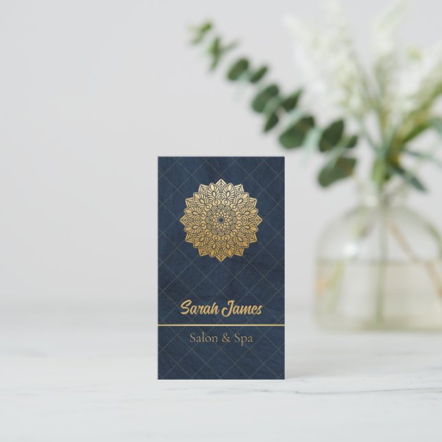 Carte De Visite Mandala design en or (Debout devant)