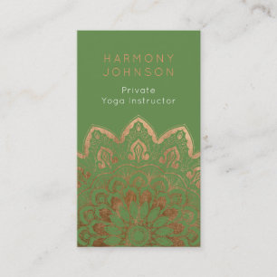 Carte De Visite Mandala d'or sur le yoga vert