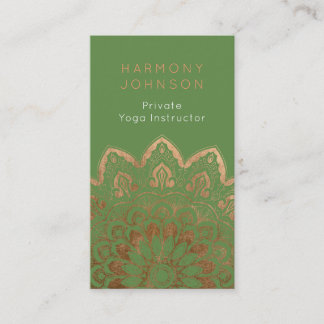 Carte De Visite Mandala d'or sur le Yoga vert
