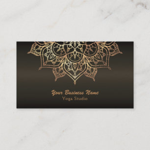 Carte De Visite Mandala doré Bronze marron terreux Yoga moderne