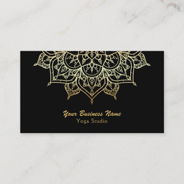 Carte De Visite Mandala doré Studio de yoga moderne chic élégant n (Devant)