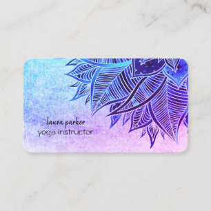 Carte De Visite Mandala Elegant Boho Paisley Floral Blue Art Yoga