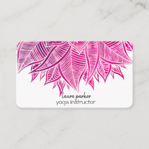 Carte De Visite Mandala Elegant Boho Paisley Floral Pink Art Yoga