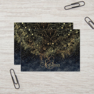 Carte De Visite Mandala et confetti floraux d'or