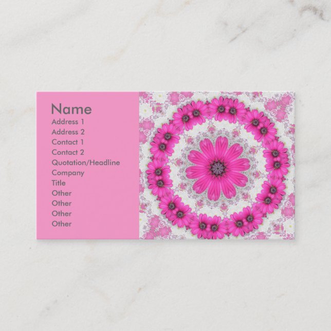 Carte De Visite mandala fleur rose n°4 (Devant)