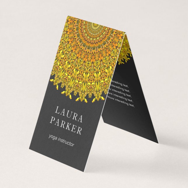 Carte De Visite Mandala fleuri floral d'or (Devant)