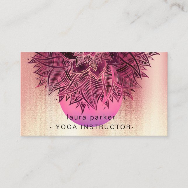 Carte De Visite Mandala Floral Boho Massage Yoga Instructeur Busin (Devant)