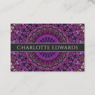Carte De Visite Mandala floral coloré pourpre
