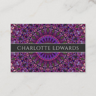 Carte De Visite Mandala floral coloré pourpre