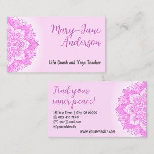 Carte De Visite Mandala Floral Design Yoga Studio Girl Rose Blush