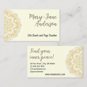Carte De Visite Mandala Floral Design Yoga Studio Ivory Pastel
